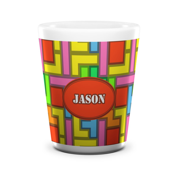 Custom Tetromino Ceramic Shot Glass - 1.5 oz - White - Set of 4 (Personalized)