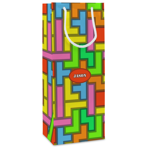 Custom Tetromino Wine Gift Bags - Matte (Personalized)