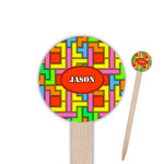 Tetromino 6" Round Wooden Food Picks - Single Sided (Personalized)