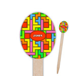 Tetromino Oval Wooden Food Picks - Double Sided (Personalized)