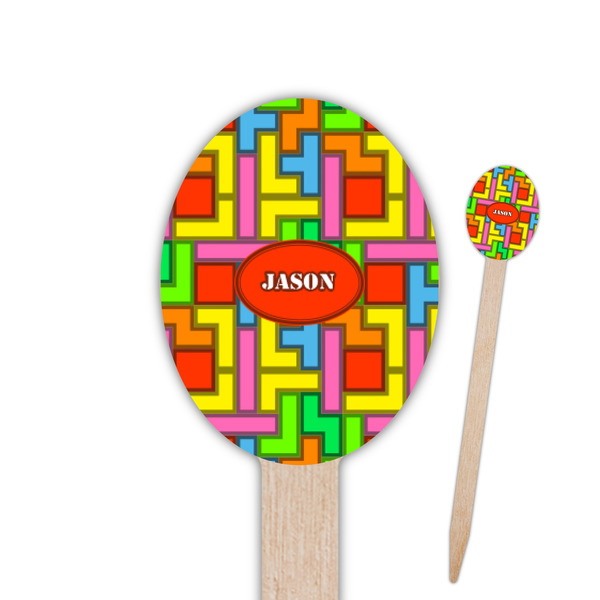 Custom Tetromino Oval Wooden Food Picks (Personalized)