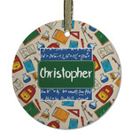 Math Lesson Flat Glass Ornament - Round w/ Name or Text