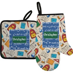 Math Lesson Right Oven Mitt & Pot Holder Set w/ Name or Text