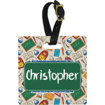 Math Lesson Plastic Luggage Tag - Square w/ Name or Text