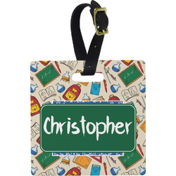 Math Lesson Plastic Luggage Tag - Square w/ Name or Text