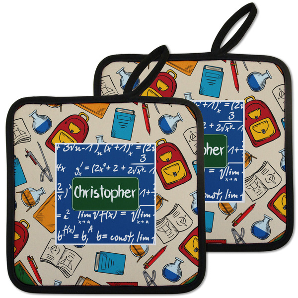 Custom Math Lesson Pot Holders - Set of 2 w/ Name or Text