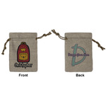 Math Lesson Small Burlap Gift Bag - Front & Back (Personalized)