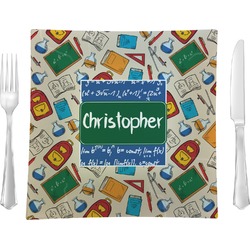 Math Lesson 9.5" Glass Square Lunch / Dinner Plate- Single or Set of 4 (Personalized)