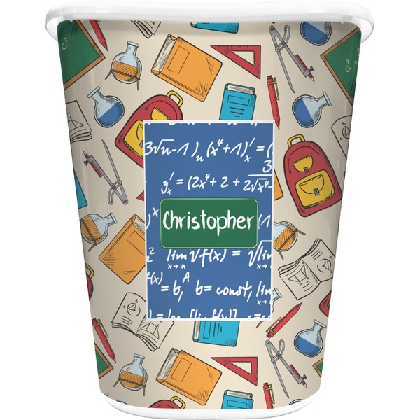 Custom Math Lesson Waste Basket - Single Sided (White) (Personalized)