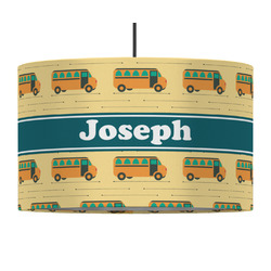 School Bus 12" Drum Pendant Lamp - Fabric (Personalized)