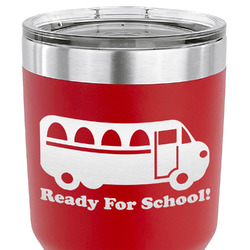 School Bus 30 oz Stainless Steel Tumbler - Red - Single Sided (Personalized)