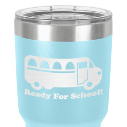 School Bus 30 oz Stainless Steel Tumbler - Teal - Single-Sided (Personalized)