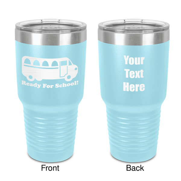 Custom School Bus 30 oz Stainless Steel Tumbler - Teal - Double-Sided (Personalized)