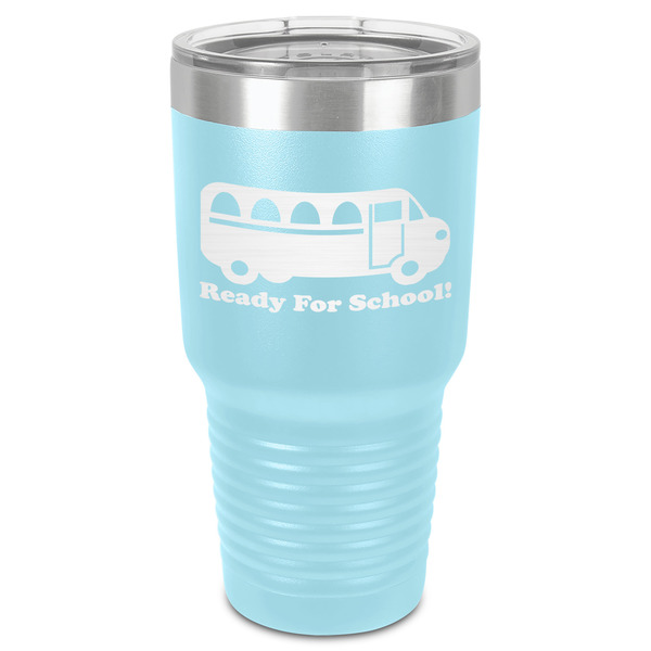 Custom School Bus 30 oz Stainless Steel Tumbler - Teal - Single-Sided (Personalized)