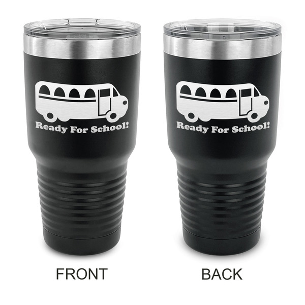 Custom School Bus 30 oz Stainless Steel Tumbler - Black - Double Sided (Personalized)