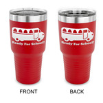 School Bus 30 oz Stainless Steel Tumbler - Red - Double Sided (Personalized)