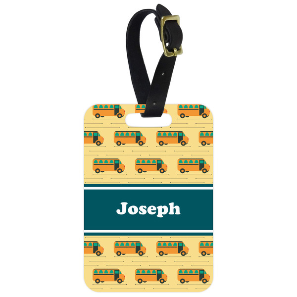 Custom School Bus Metal Luggage Tag w/ Name or Text