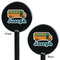 School Bus Black Plastic 5.5" Stir Stick - Double Sided - Round - Front & Back