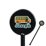 School Bus 5.5" Round Plastic Stir Sticks - Black - Double Sided (Personalized)