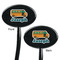 School Bus Black Plastic 7" Stir Stick - Double Sided - Oval - Front & Back