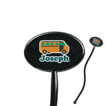 School Bus 7" Oval Plastic Stir Sticks - Black - Double Sided (Personalized)