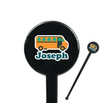 School Bus 7" Round Plastic Stir Sticks - Black - Double Sided (Personalized)