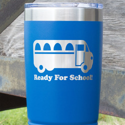 School Bus 20 oz Stainless Steel Tumbler - Royal Blue - Double Sided (Personalized)
