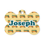 School Bus Bone Shaped Dog ID Tag - Small (Personalized)