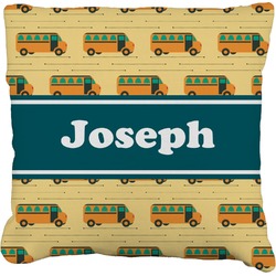 School Bus Faux-Linen Throw Pillow 18" (Personalized)