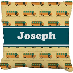 School Bus Faux-Linen Throw Pillow 26" (Personalized)