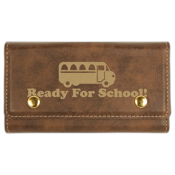 Custom School Bus Cards & Dice Set - Rustic Brown (Personalized)