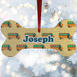 School Bus Ceramic Dog Ornament w/ Name or Text