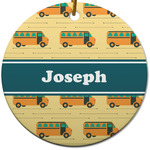 School Bus Round Ceramic Ornament w/ Name or Text