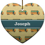 School Bus Heart Ceramic Ornament w/ Name or Text