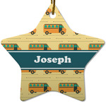 School Bus Star Ceramic Ornament w/ Name or Text