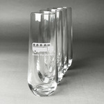 School Bus Champagne Flute - Stemless Engraved - Set of 4 (Personalized)