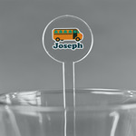 School Bus 7" Round Plastic Stir Sticks - Clear (Personalized)