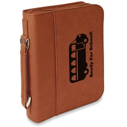 School Bus Leatherette Bible Cover with Handle & Zipper - Small - Double Sided (Personalized)