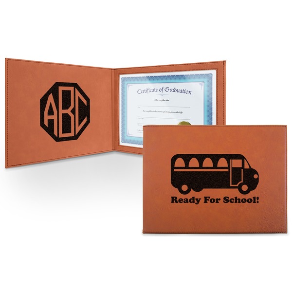 Custom School Bus Leatherette Certificate Holder (Personalized)