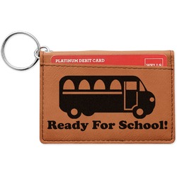 School Bus Leatherette Keychain ID Holder - Single Sided (Personalized)