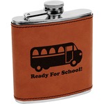 School Bus Leatherette Wrapped Stainless Steel Flask (Personalized)