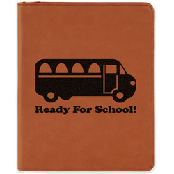 School Bus Leatherette Zipper Portfolio with Notepad - Single Sided (Personalized)