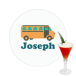 School Bus Printed Drink Topper -  2.5" (Personalized)