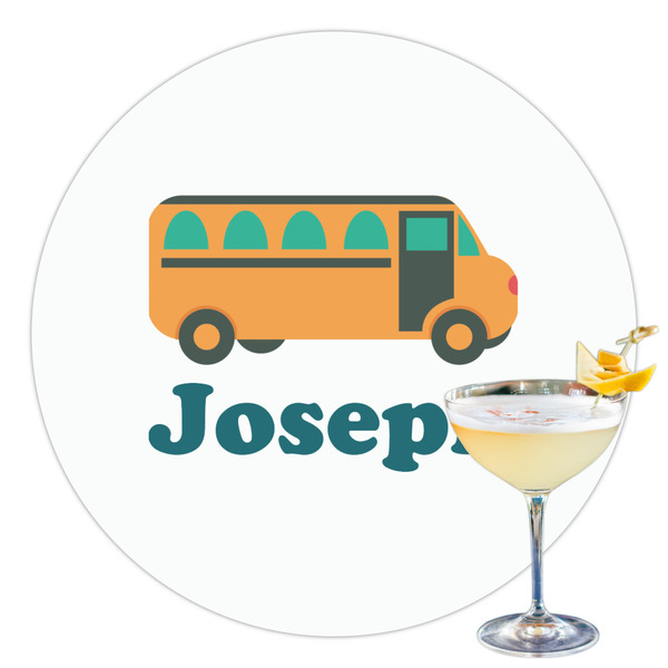 Custom School Bus Printed Drink Topper - 3.5" (Personalized)