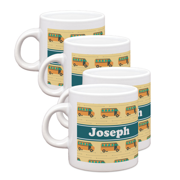 Custom School Bus Single Shot Espresso Cups - Set of 4 (Personalized)