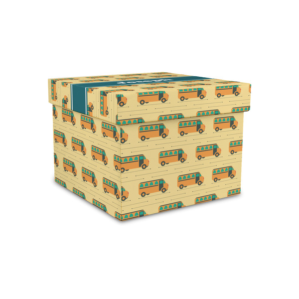 Custom School Bus Gift Box with Lid - Canvas Wrapped - Small (Personalized)