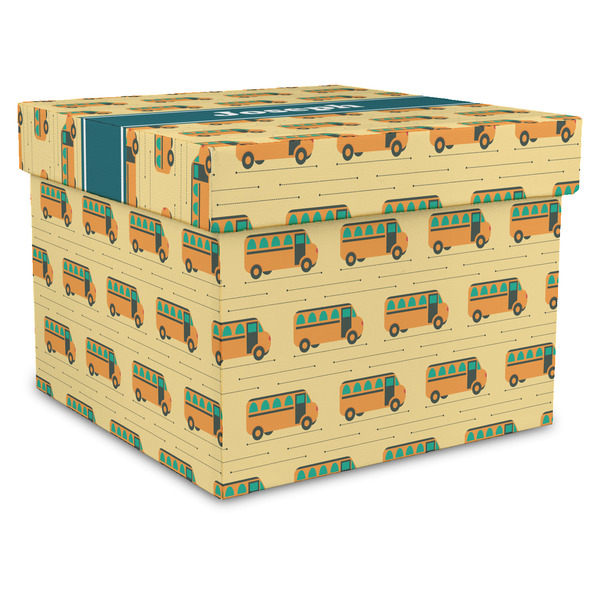 Custom School Bus Gift Box with Lid - Canvas Wrapped - XX-Large (Personalized)