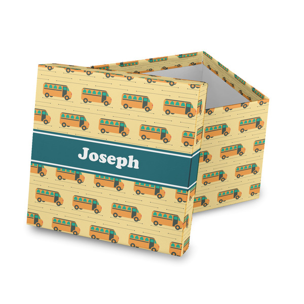 Custom School Bus Gift Box with Lid - Canvas Wrapped (Personalized)