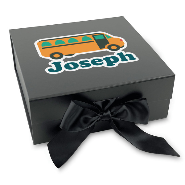 Custom School Bus Gift Box with Magnetic Lid - Black (Personalized)