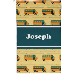 School Bus Golf Towel - Poly-Cotton Blend - Small w/ Name or Text